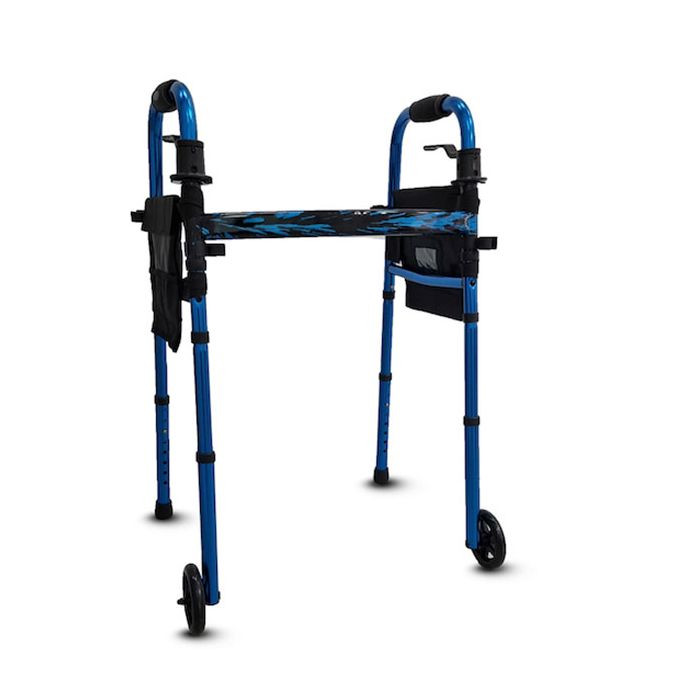 Medical Portable Folding Travel Walker with Wheels and Fold up Legs